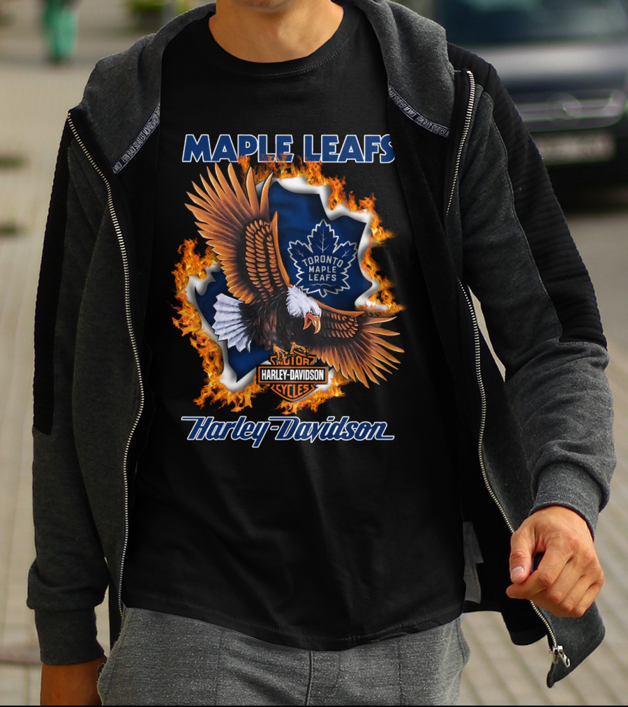 Maple Leafs Toronto Maple Leafs Harley Davidson Cycles T-Shirt