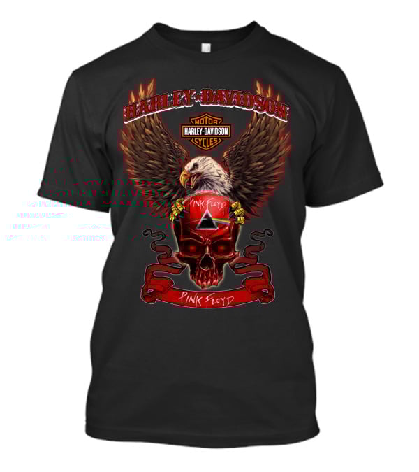 Harley Davidson Cycles Eagle Skull Pink Floyd Prism T-Shirt