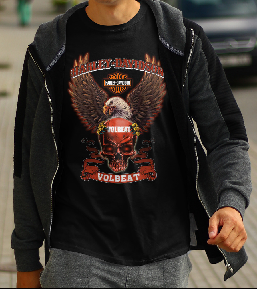 Harley Davidson Motor Cycles Volbeat Eagle Skull T-Shirt