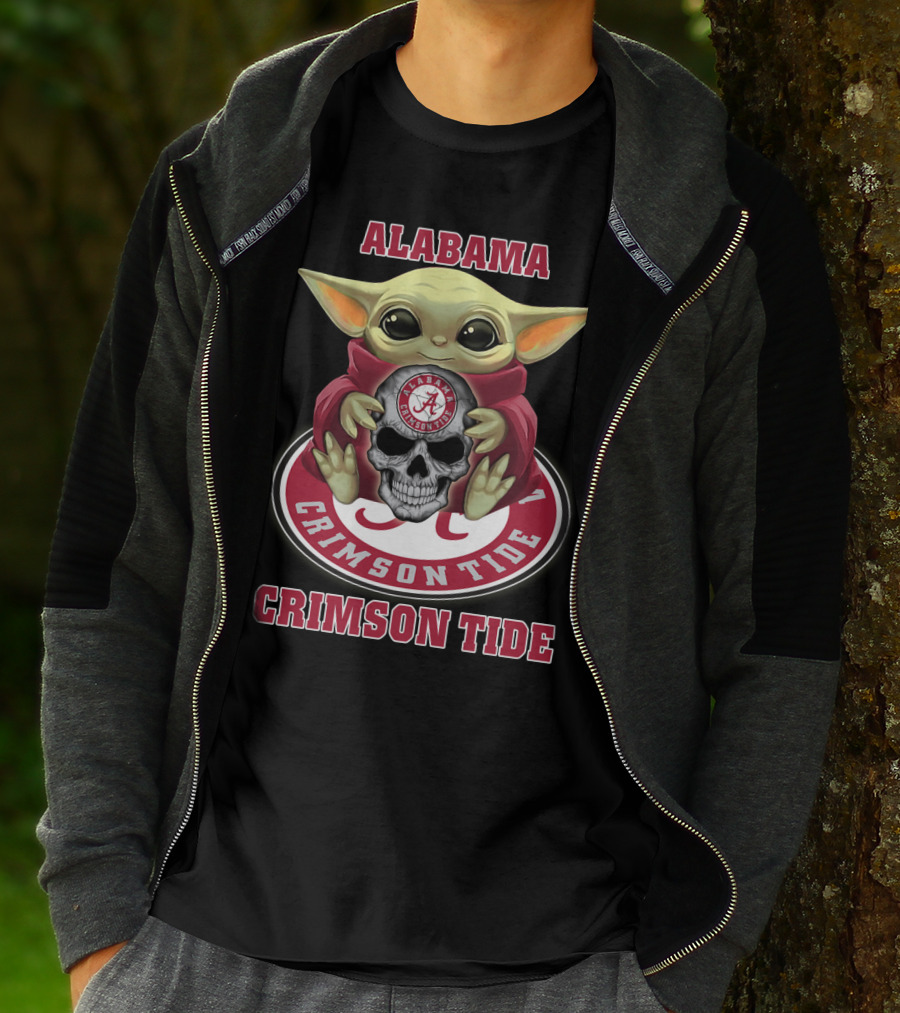 Alabama Crimson Tide Yd1404 Baby Alien Holding Skull T-Shirt