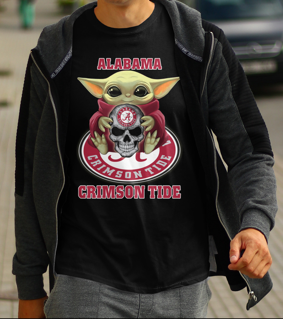 Alabama Crimson Tide Yd1404 Baby Alien Holding Skull T-Shirt