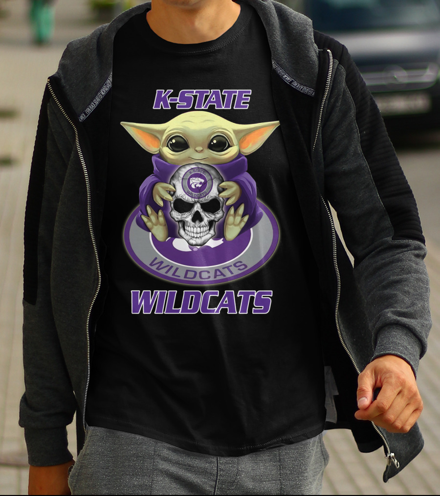 K-State Wildcats Baby Yoda Skull Yd1404 Kansas State Wildcats T-Shirt