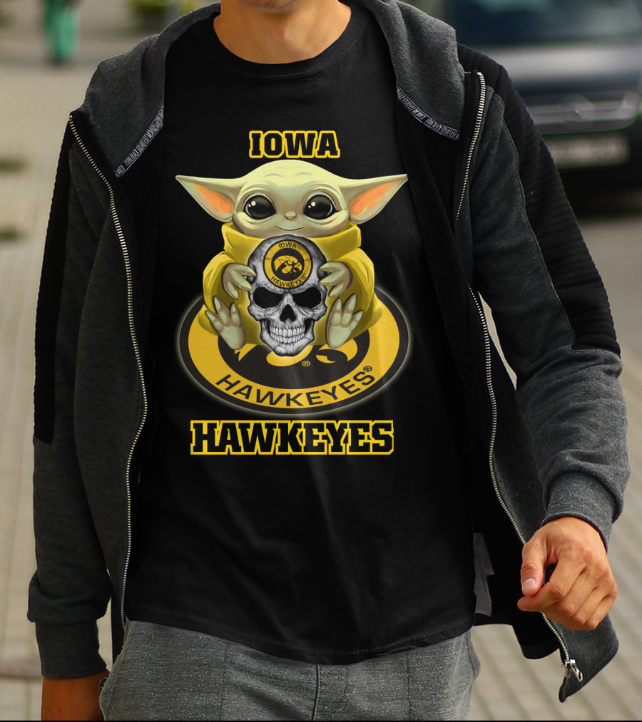 Iowa Hawkeyes Yd1404 Baby Alien With Skull T-Shirt
