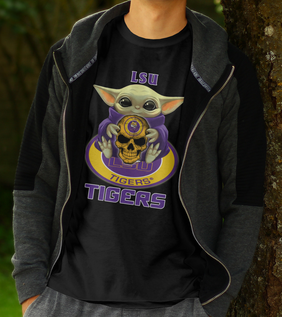 Lsu Tigers Baby Yoda Skull T-Shirt