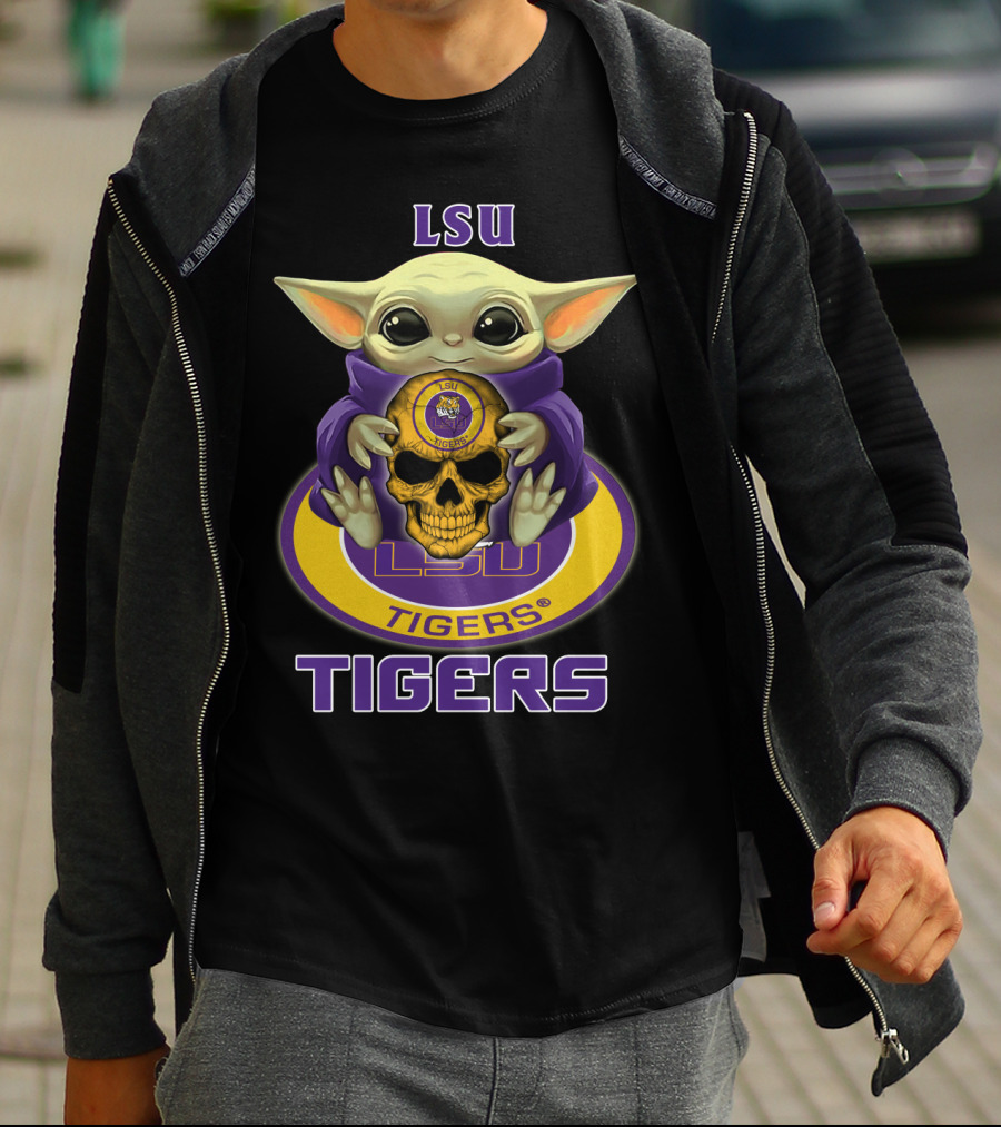 Lsu Tigers Baby Yoda Skull T-Shirt