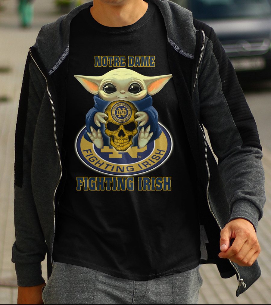 Notre Dame Fighting Irish Baby Creature Holding Fighting Irish Skull T-Shirt