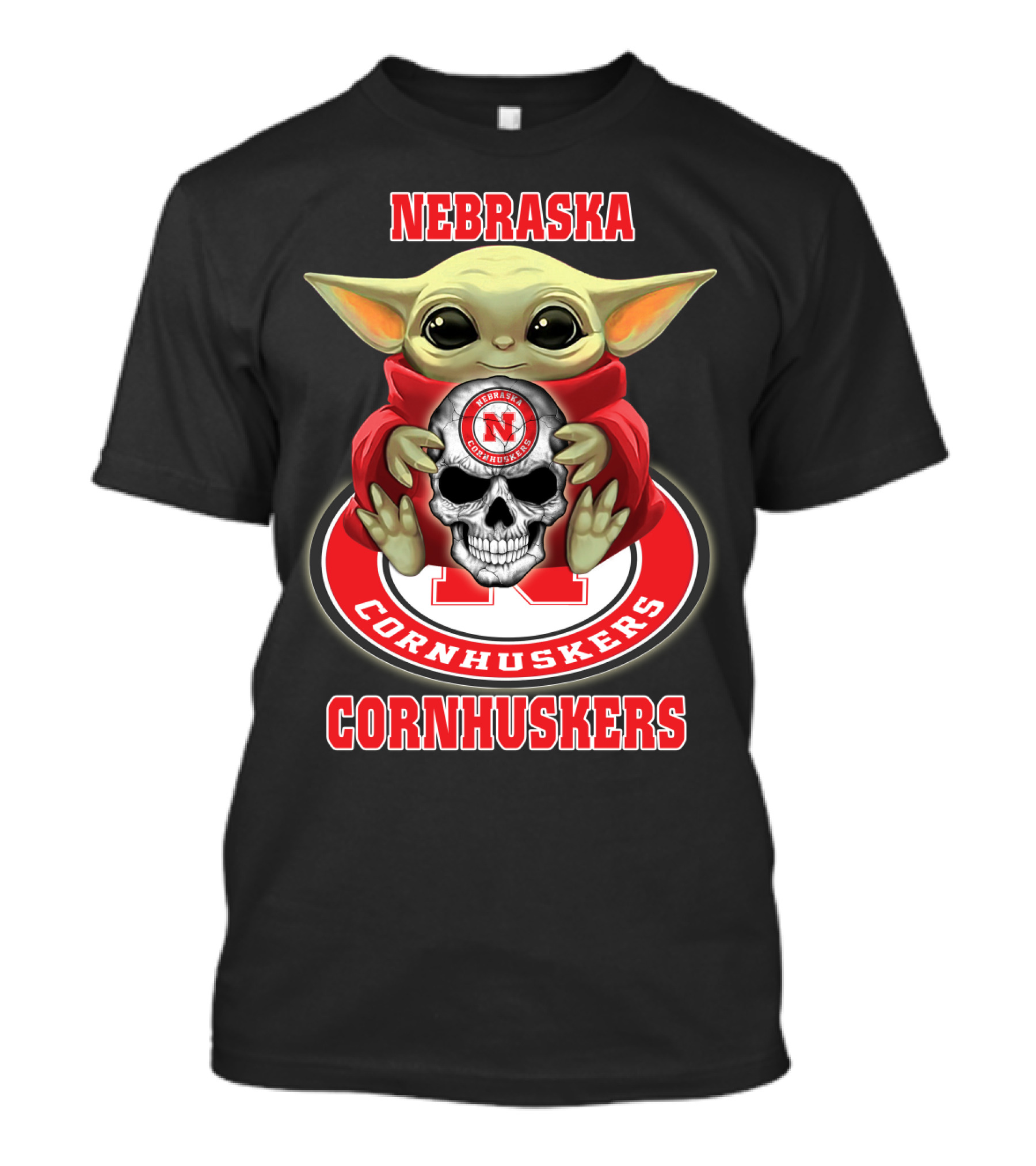 Nebraska Cornhuskers Baby Alien Holding Skull Logo Yd1404 T-Shirt