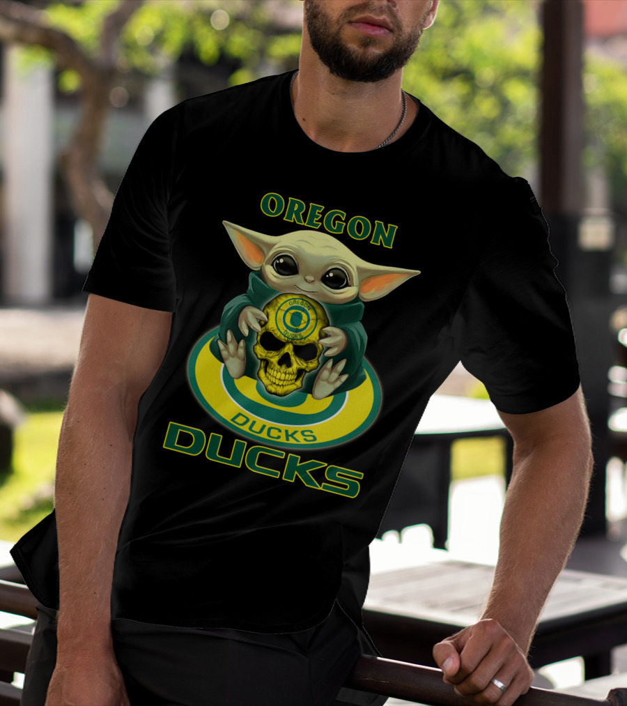 Oregon Ducks Baby Alien Holding Skull T-Shirt