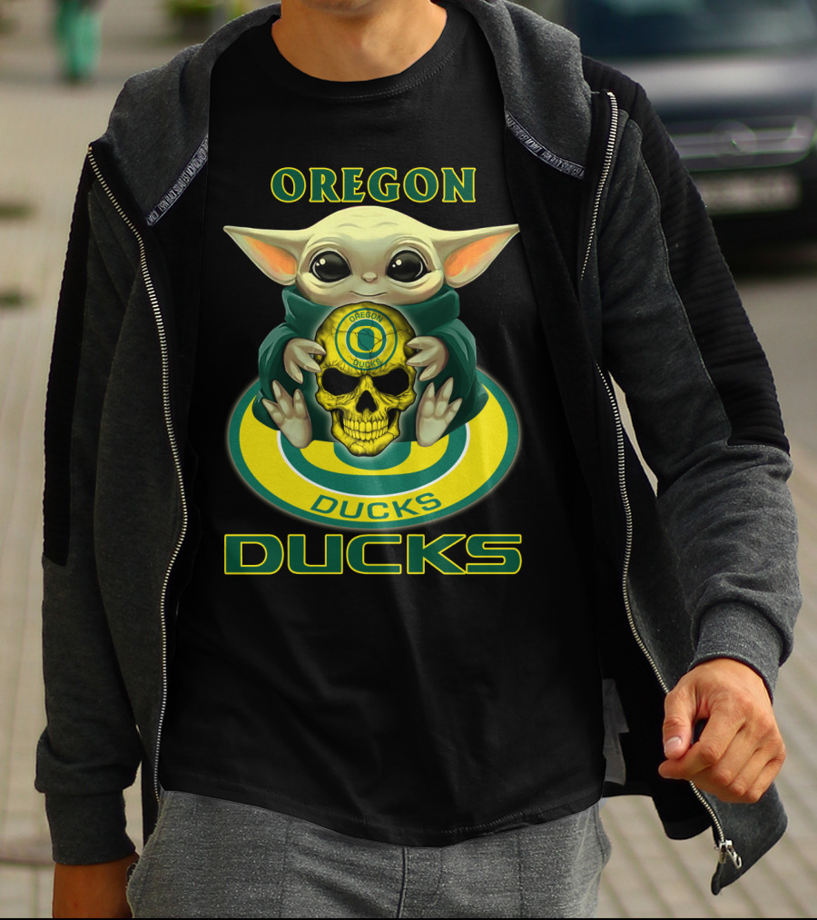 Oregon Ducks Baby Alien Holding Skull T-Shirt
