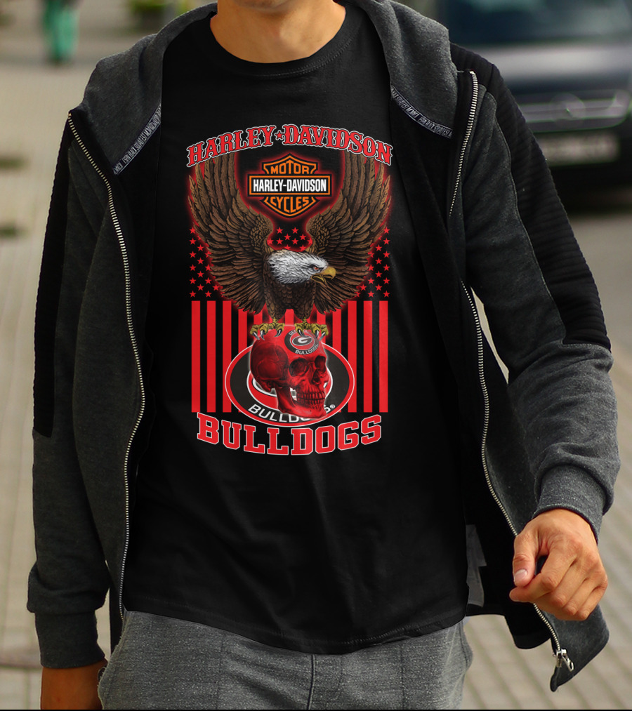 Harley Davidson Motor Cycles Bulldogs Georgia T-Shirt