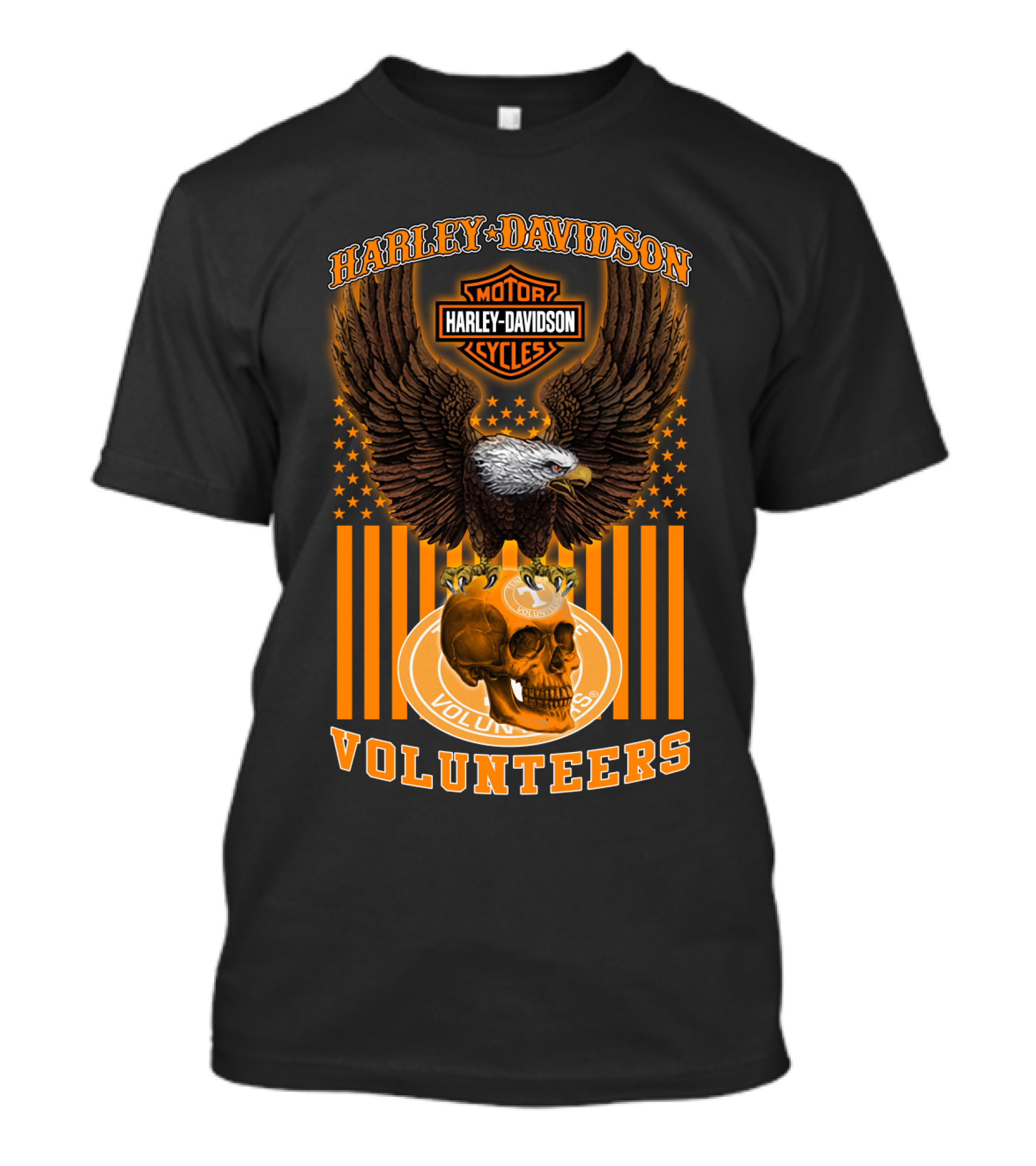 Harley Davidson Motor Cycles Eagle Skull Tennessee Volunteers T-Shirt