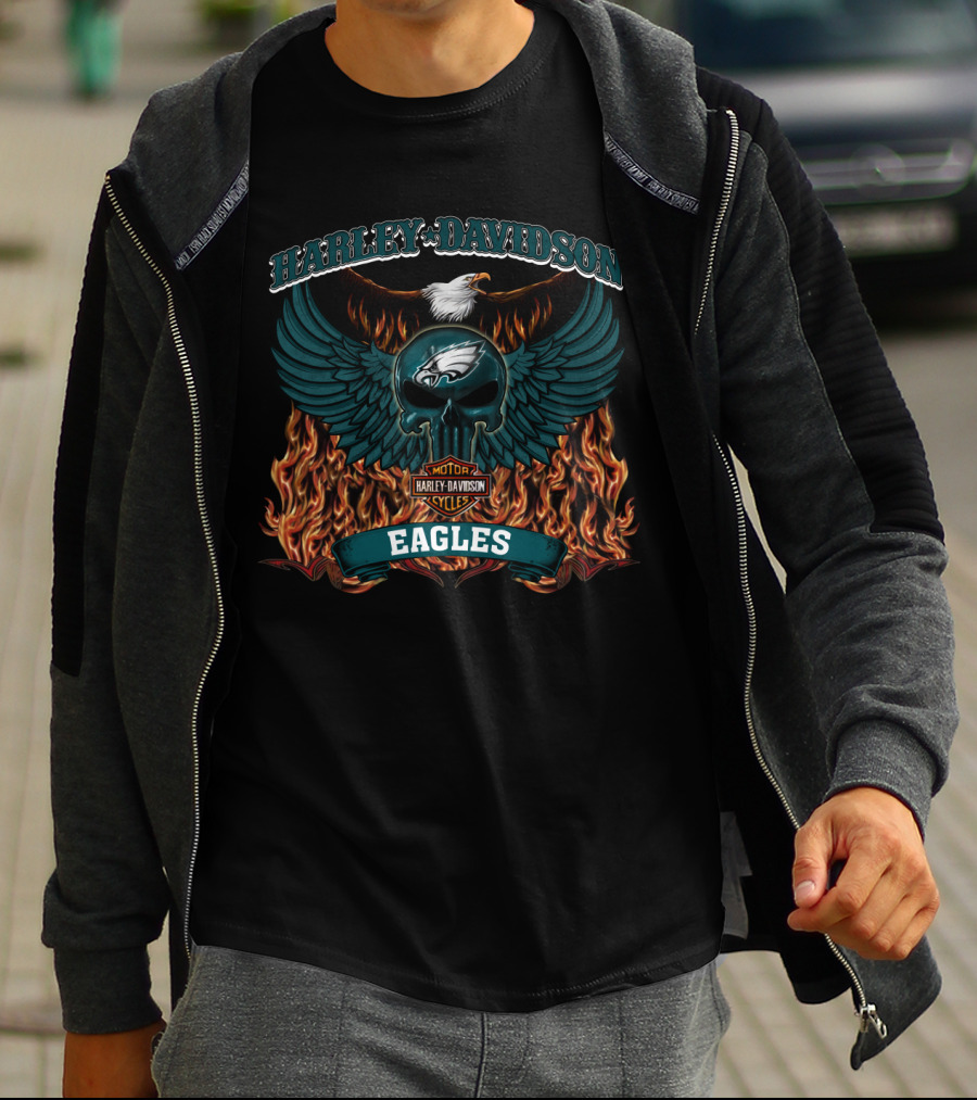 Harley Davidson Motorcycles Philadelphia Eagles Nfl T-Shirt