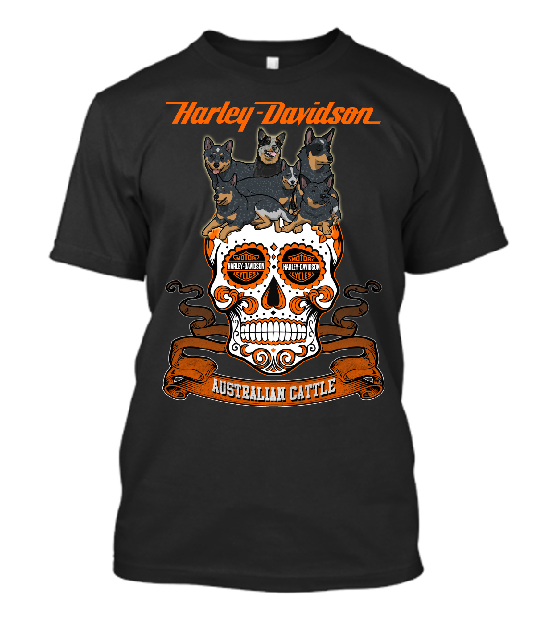Harley Davidson Australian Cattle Dog Skull T-Shirt