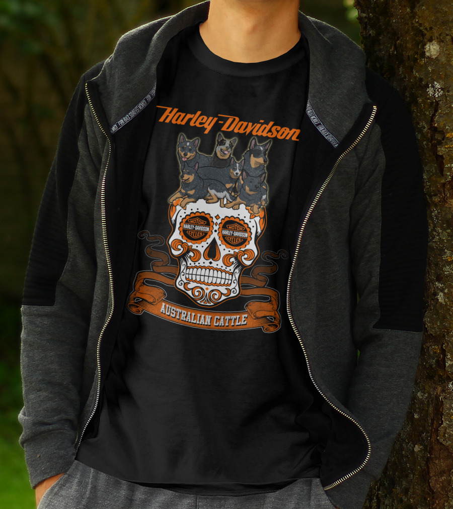 Harley Davidson Australian Cattle Dog Skull T-Shirt