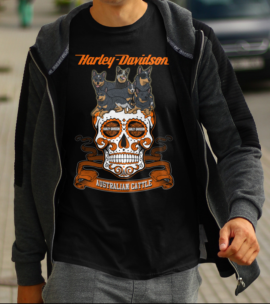 Harley Davidson Australian Cattle Dog Skull T-Shirt