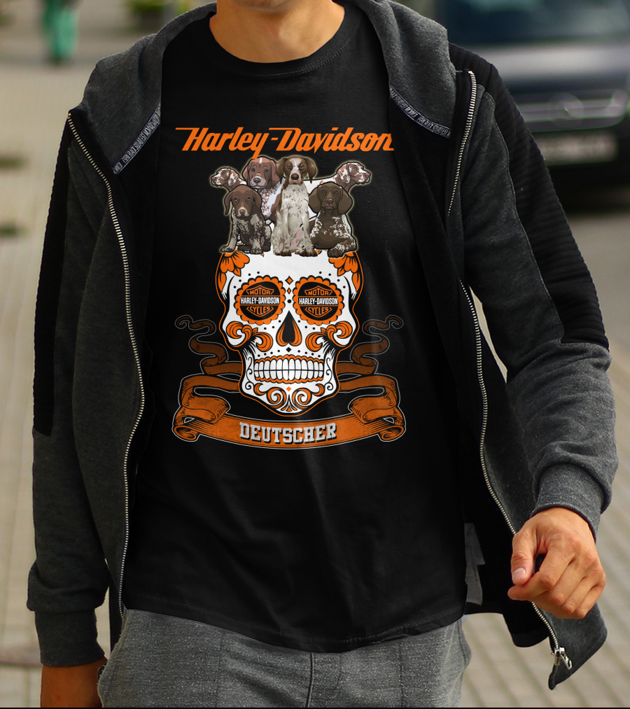 Harley Davidson Deutscher Hl Dog German Shorthaired Pointer T-Shirt
