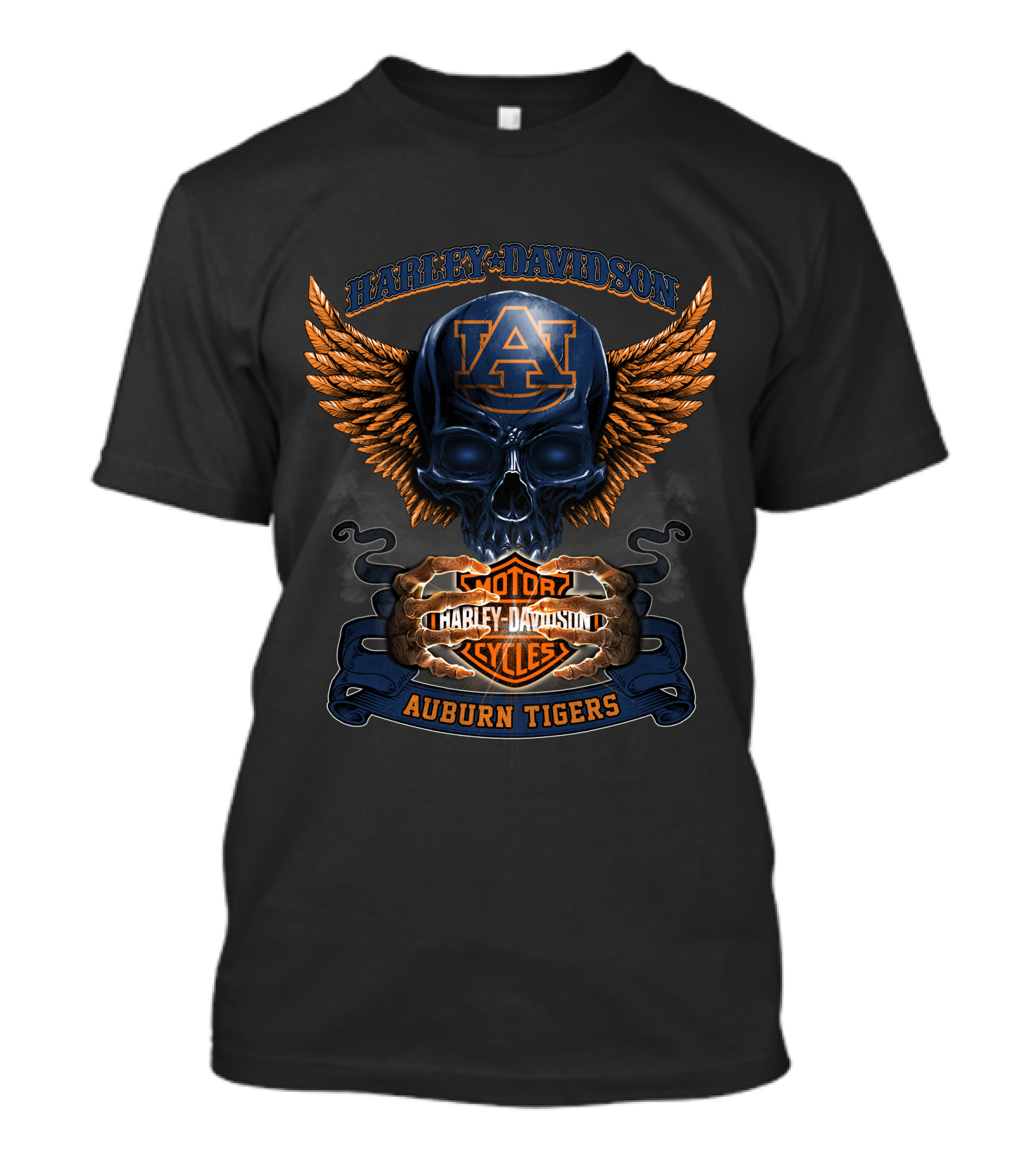 Harley Davidson Auburn Tigers Au Skull Wings Motor Cycles T-Shirt