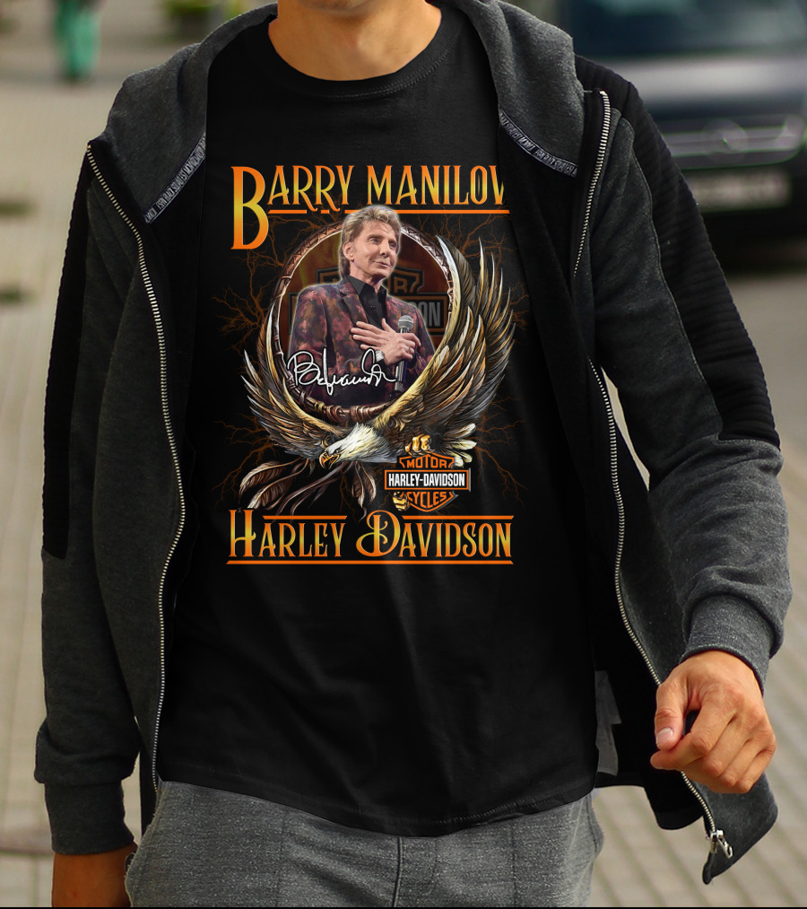 Barry Manilow Harley Davidson Motor Cycles Eagle T-Shirt