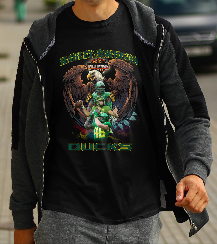 Harley Davidson Motor Eagle Oregon Ducks T-Shirt