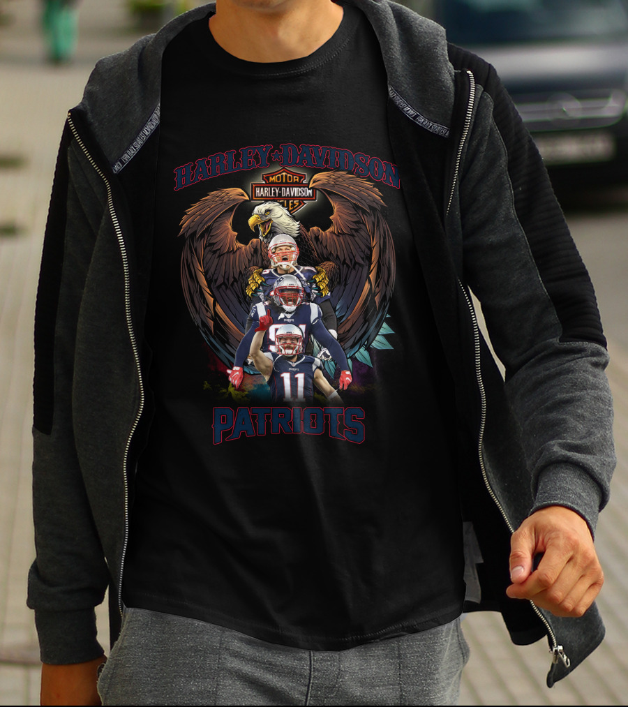 Harley Davidson New England Patriots Eagle Football T-Shirt