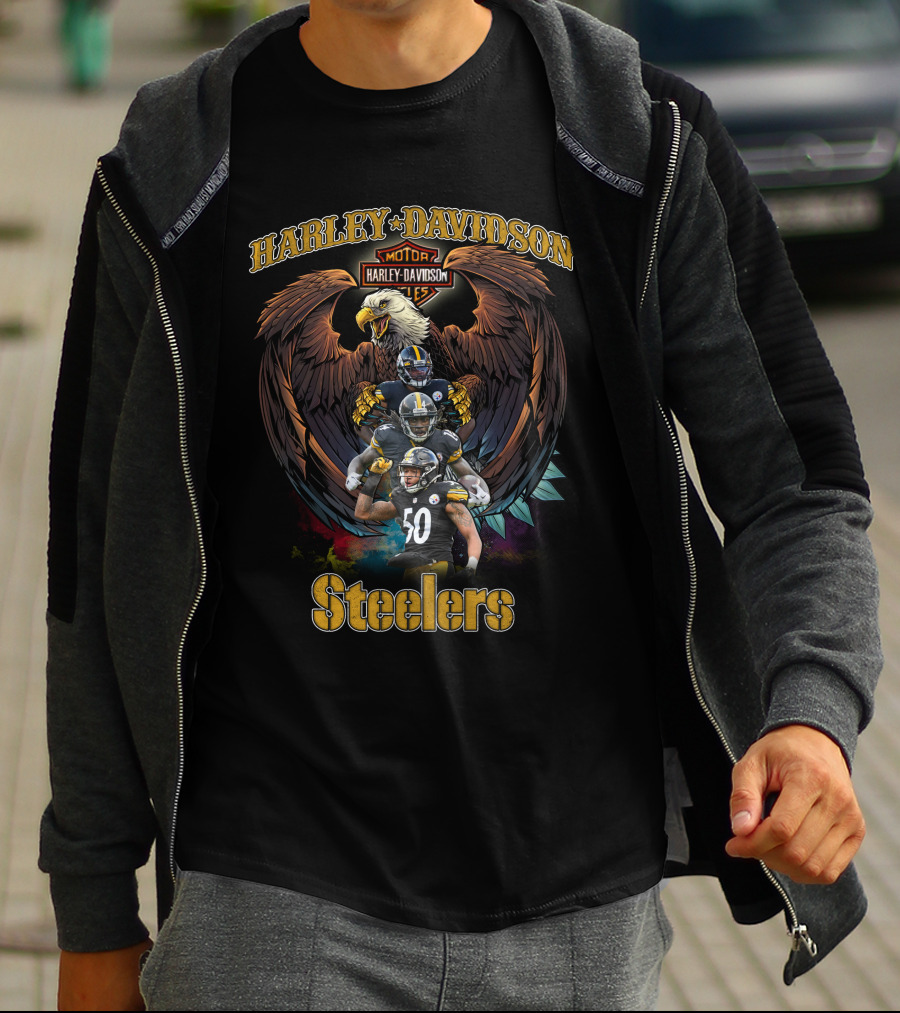 Harley Davidson Motor Cycles Eagle Pittsburgh Steelers T-Shirt
