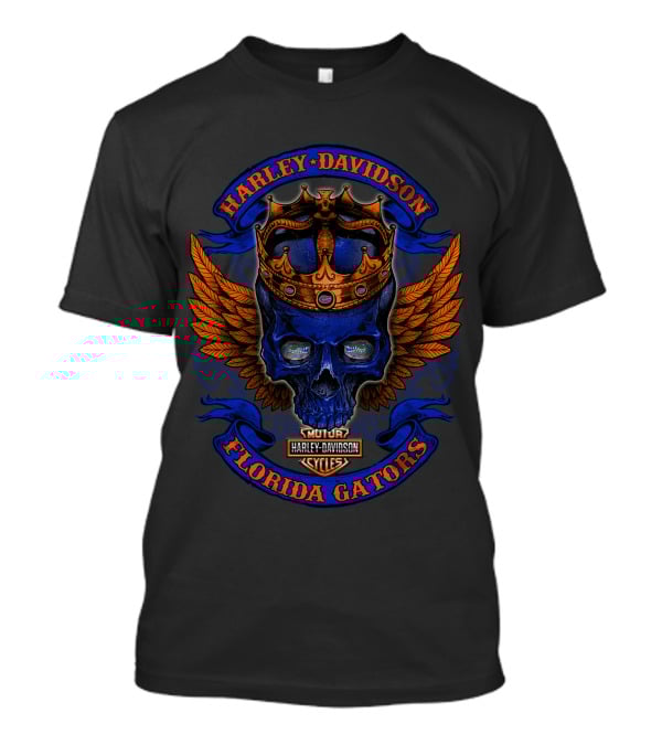 Harley Davidson Florida Gators Skull King Wings Crown T-Shirt