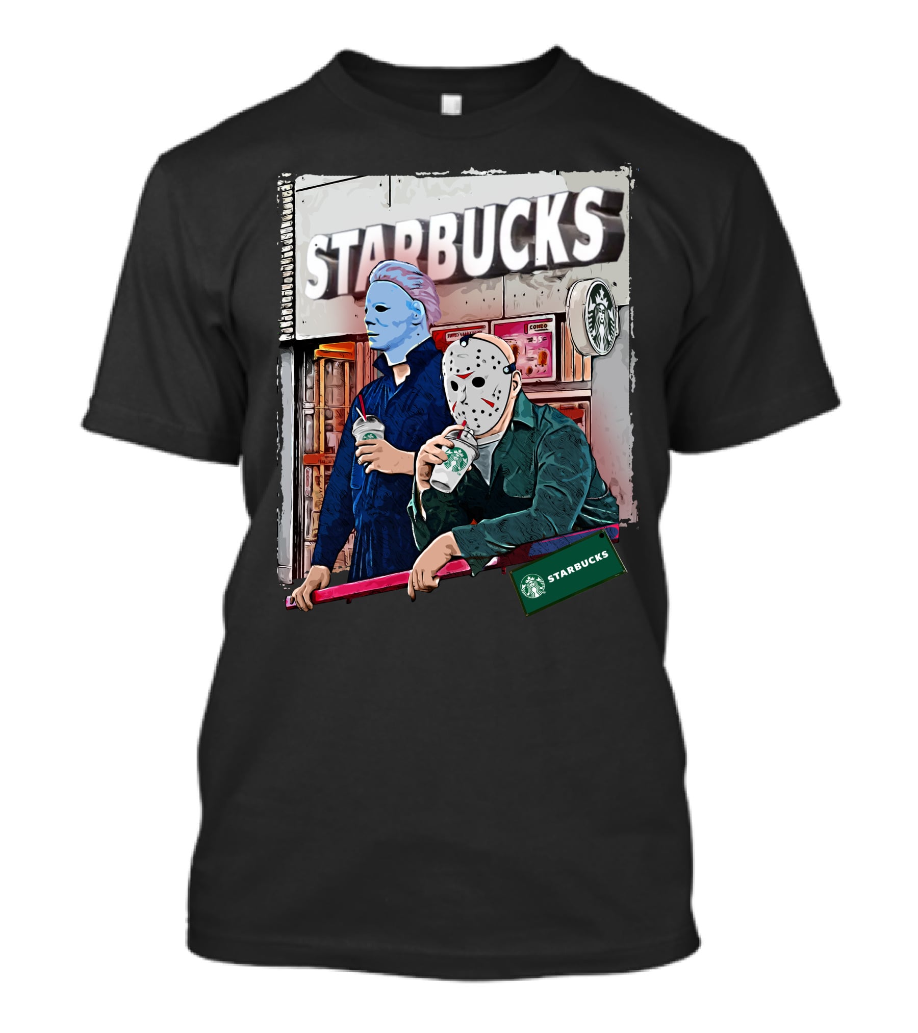 Starbucks Michael Myers Jason Voorhees Coffee Break T-Shirt