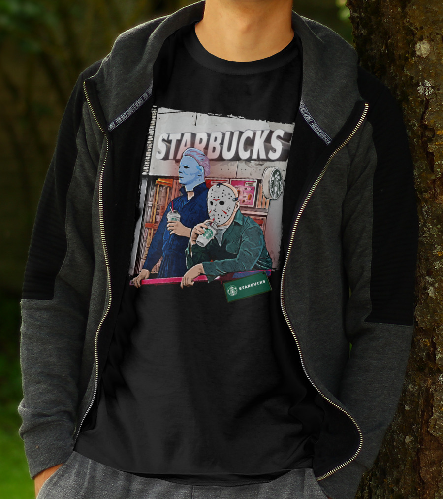 Starbucks Michael Myers Jason Voorhees Coffee Break T-Shirt