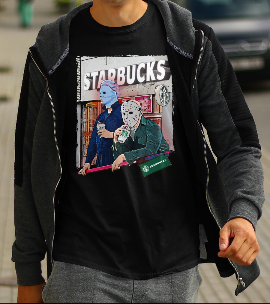 Starbucks Michael Myers Jason Voorhees Coffee Break T-Shirt