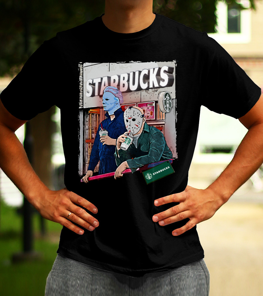 Starbucks Michael Myers Jason Voorhees Coffee Break T-Shirt