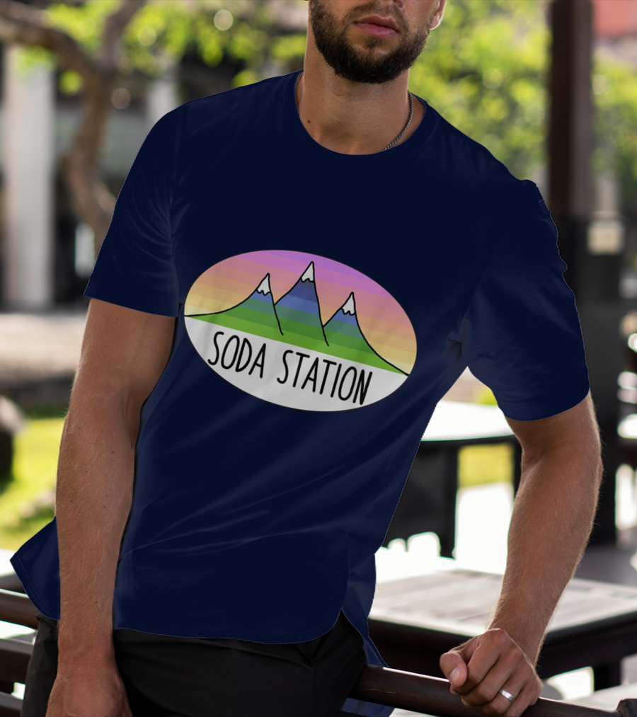 Retro Mountain Stripe Soda Station T-Shirt