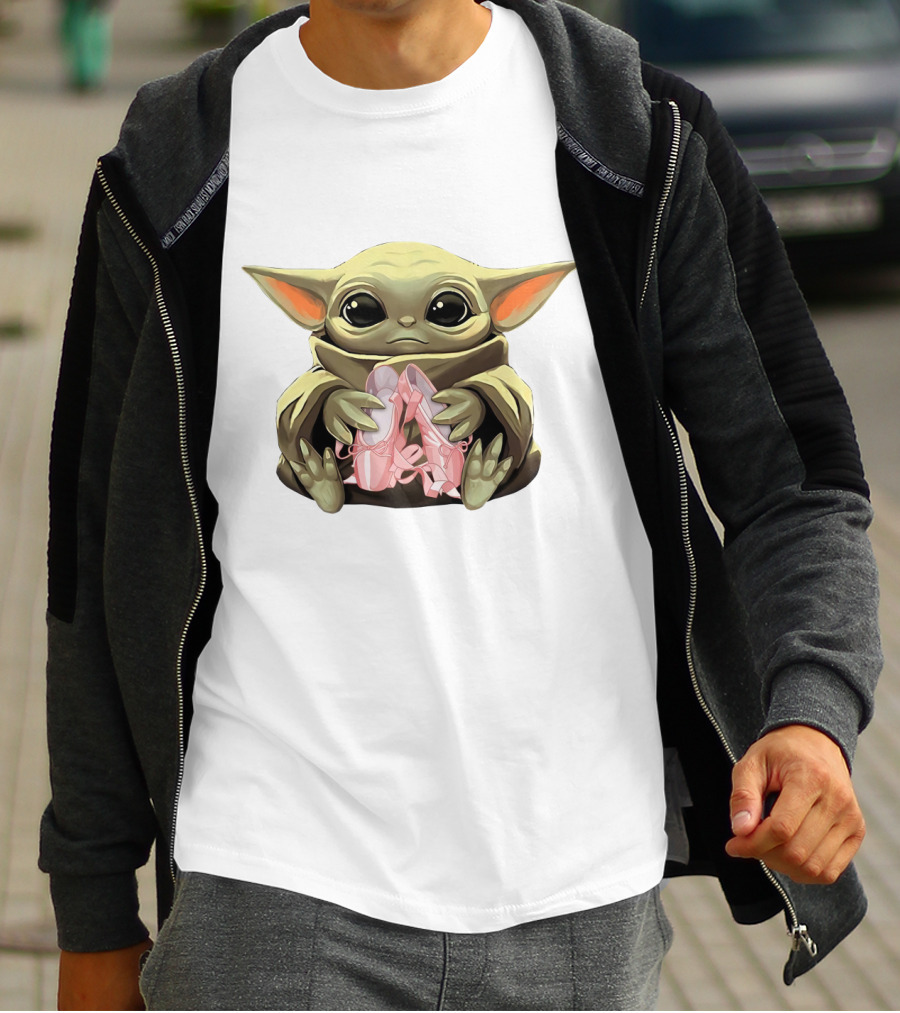 Baby Yoda Holding Ballet Shoes T-Shirt