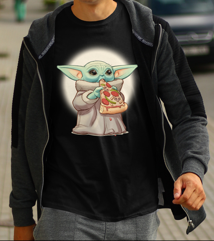 Yoda Eating Pizza Slice Adorable T-Shirt
