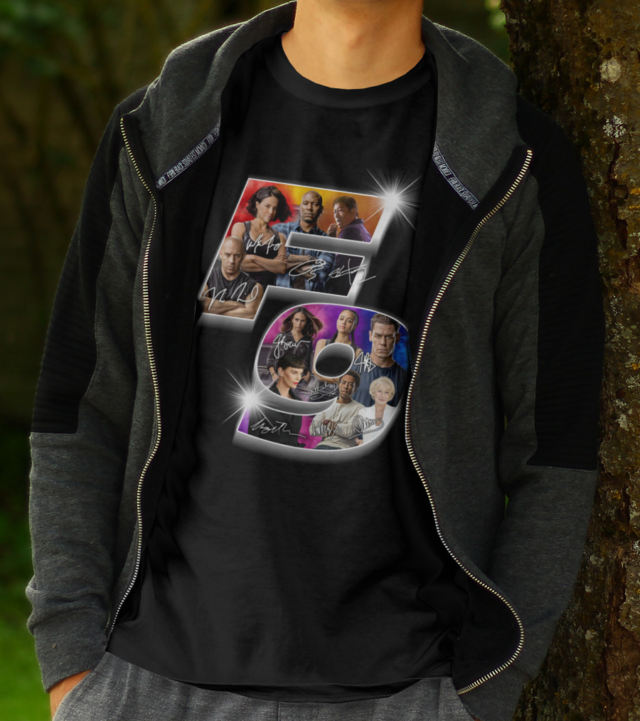 Fast And Furious 9 Cast Signatures And Character Collage T-Shirt