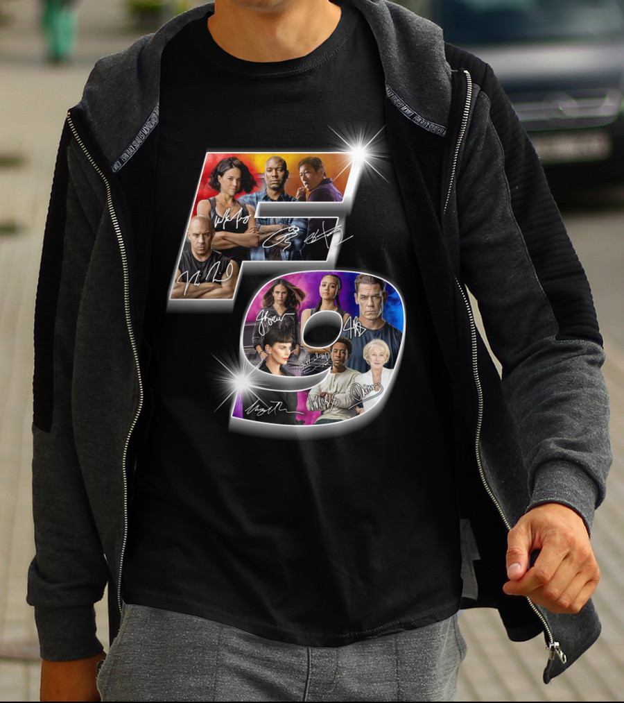 Fast And Furious 9 Cast Signatures And Character Collage T-Shirt