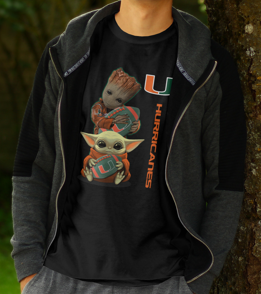 Groot Baby Yoda Miami Hurricanes Football Ncaa 41 Mh T-Shirt
