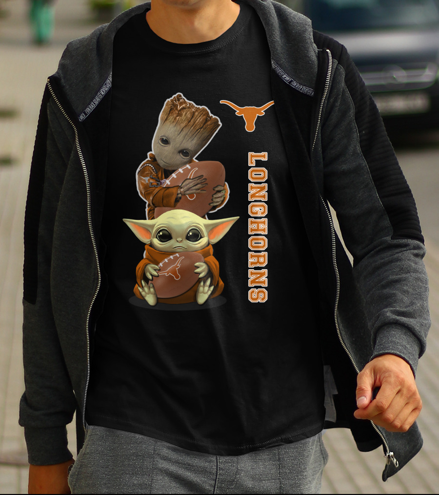 Longhorns Ncaa 41 Groot Baby Yoda Football T-Shirt