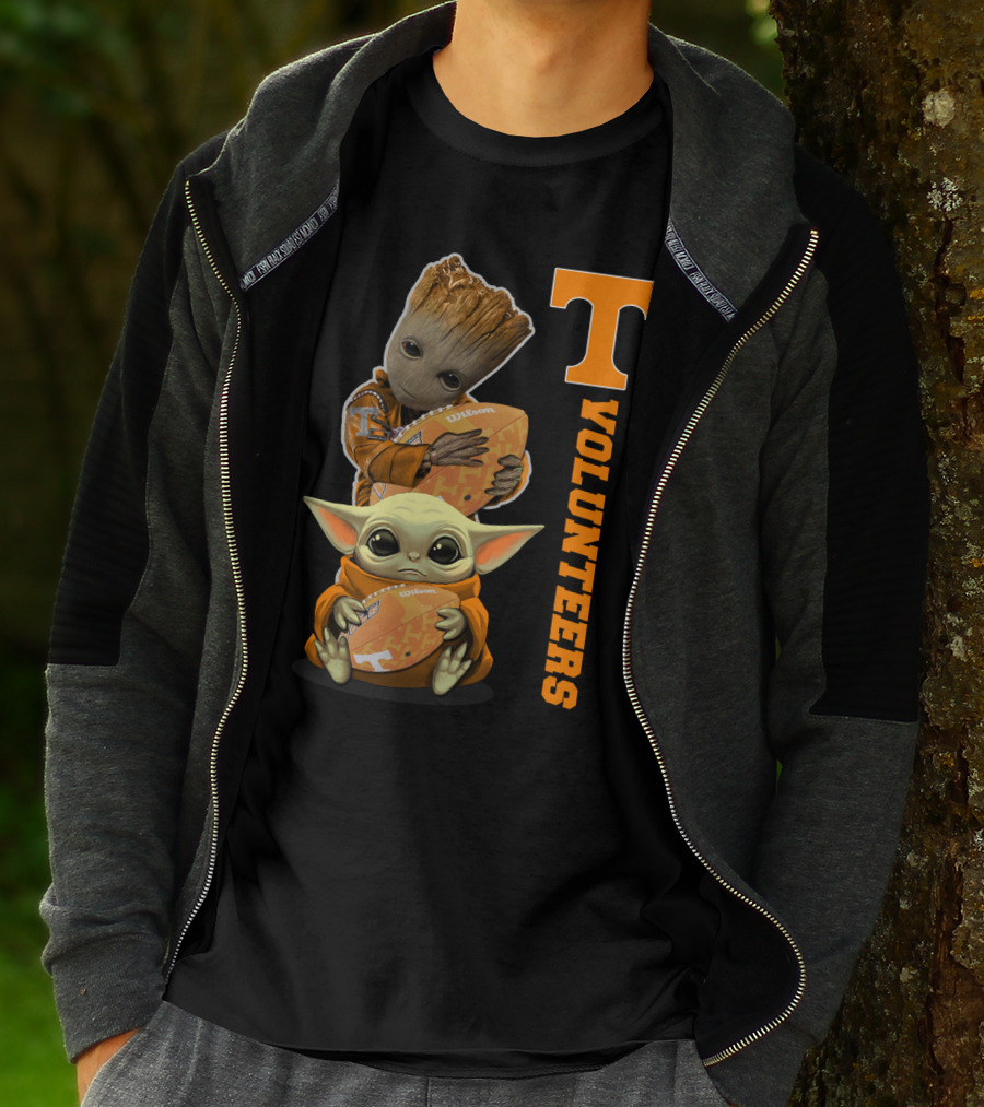 Volunteers 41 Tv Groot Baby Yoda Football T-Shirt