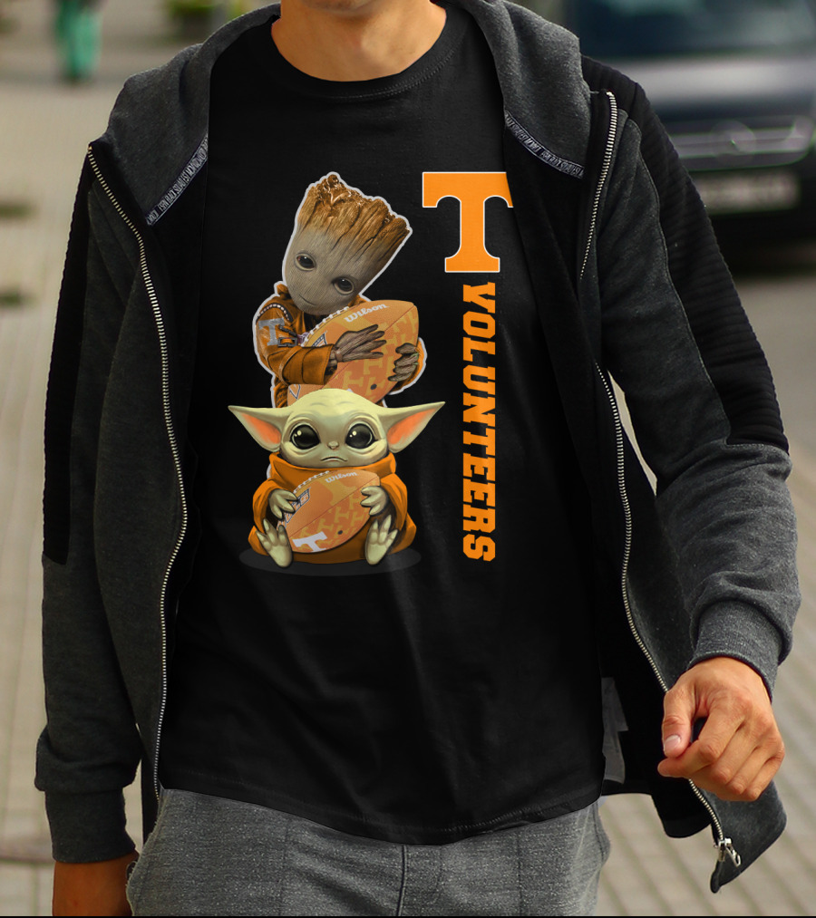 Volunteers 41 Tv Groot Baby Yoda Football T-Shirt