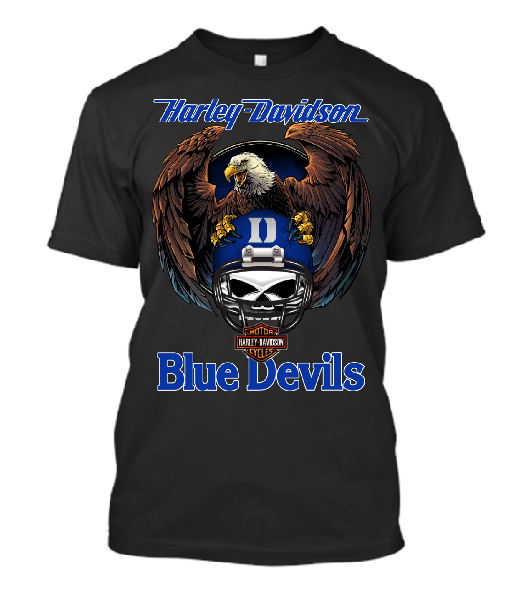 Harley Davidson Blue Devils Eagle Helmet Motorcycles T-Shirt