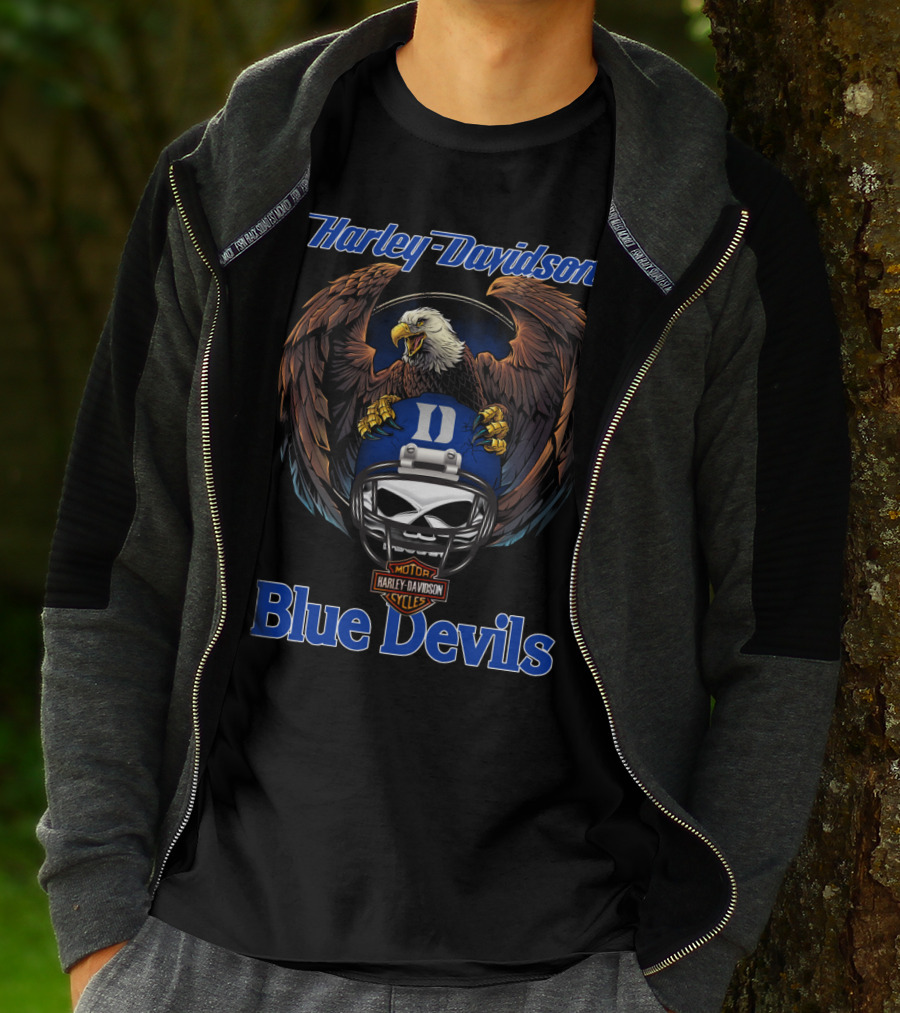 Harley Davidson Blue Devils Eagle Helmet Motorcycles T-Shirt