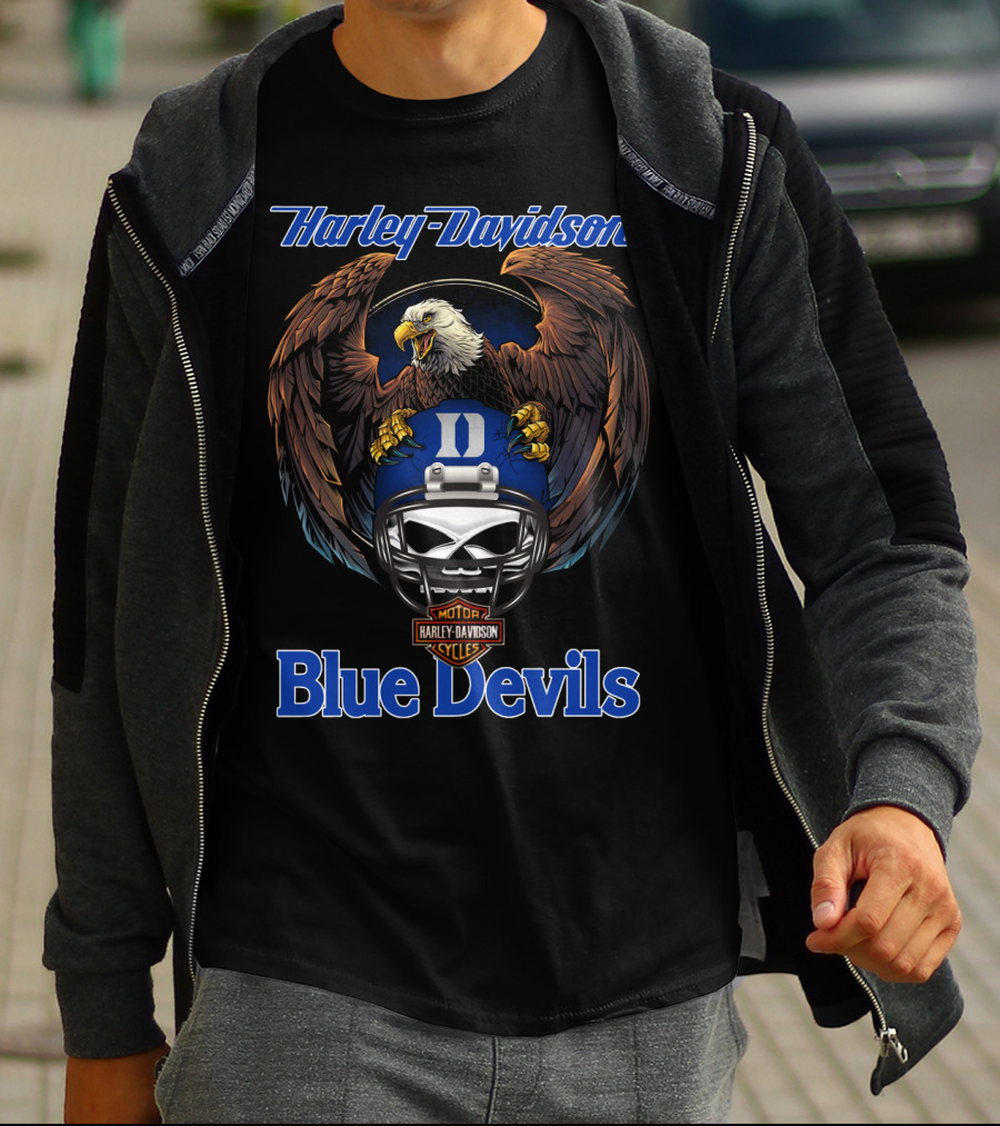 Harley Davidson Blue Devils Eagle Helmet Motorcycles T-Shirt