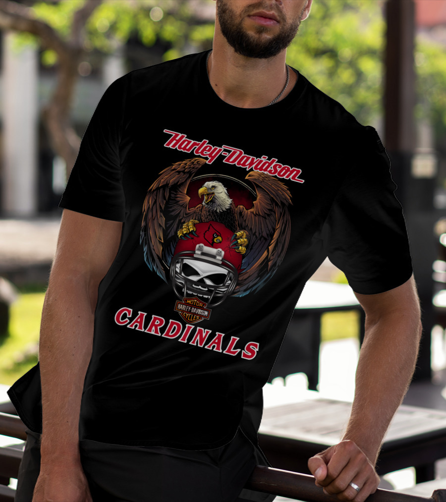 Harley Davidson Motorcycles Cardinals Eagle Ncaa T-Shirt