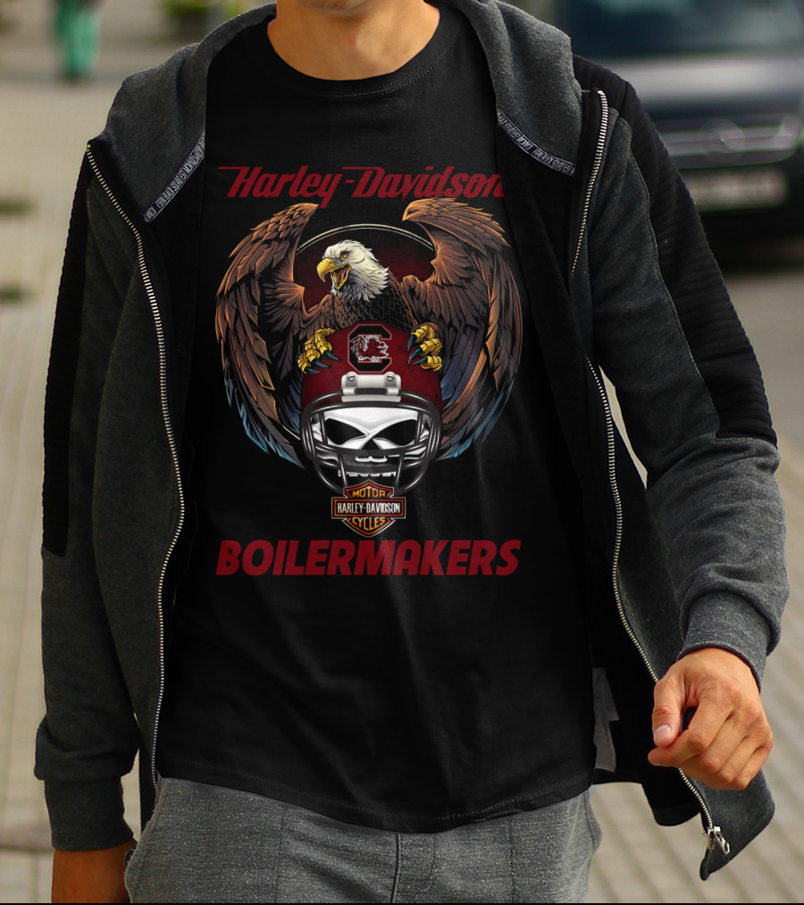 Harley Davidson Boilermakers Ncaa Scg Motorcycles Eagle Helmet T-Shirt