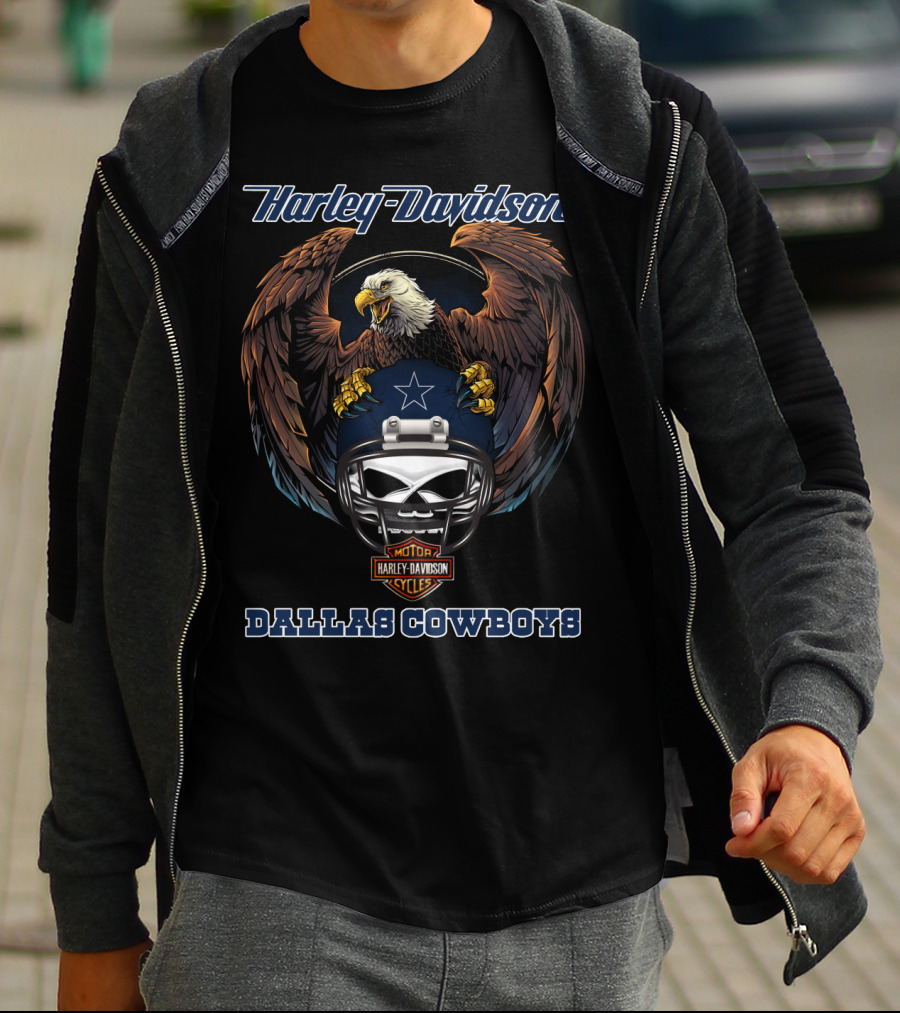 Harley Davidson Dallas Cowboys Nfl Eagles Motorcycle Helmets T-Shirt
