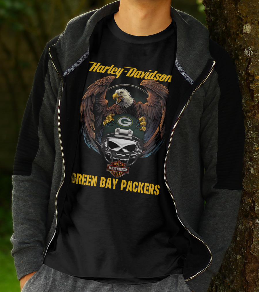 Harley Davidson Green Bay Packers Nfl Eagles Gbp T-Shirt