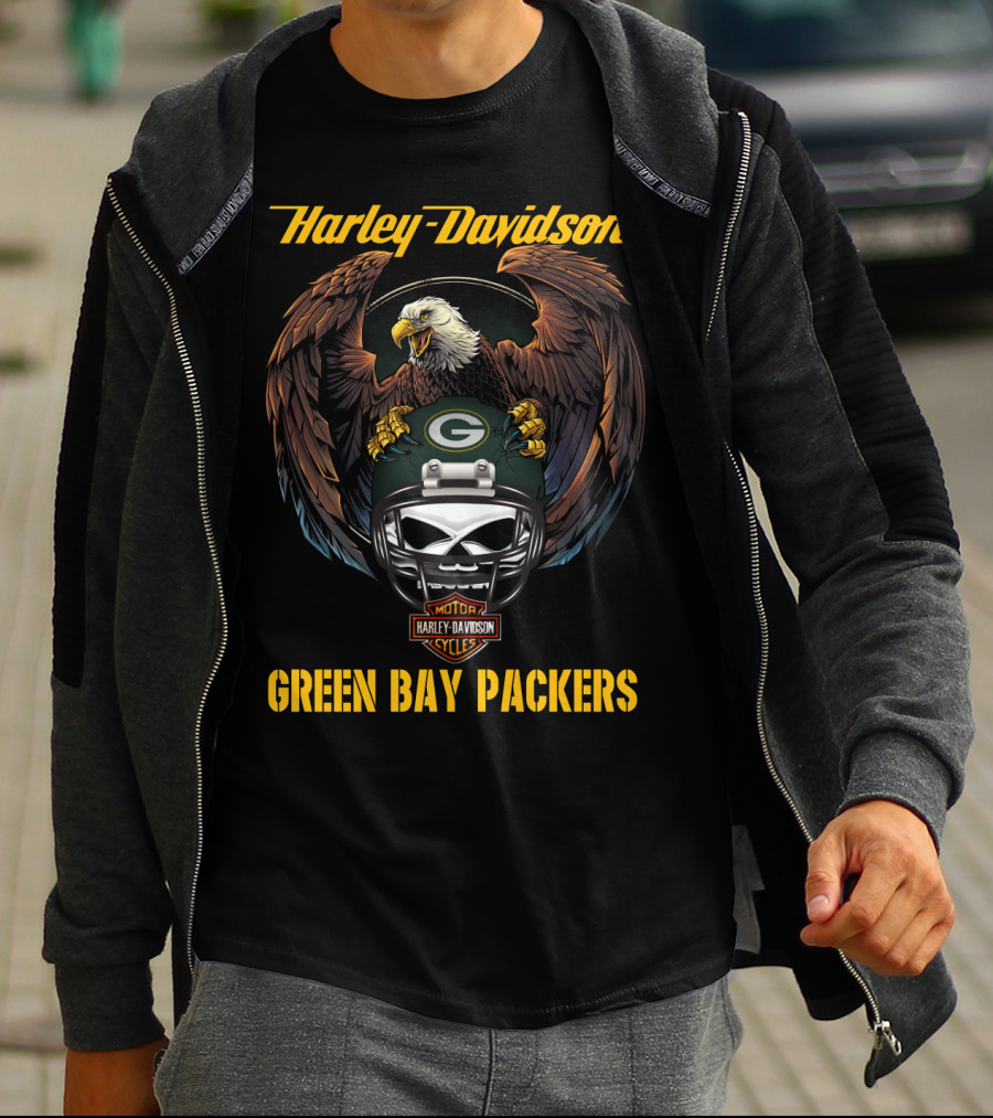 Harley Davidson Green Bay Packers Nfl Eagles Gbp T-Shirt