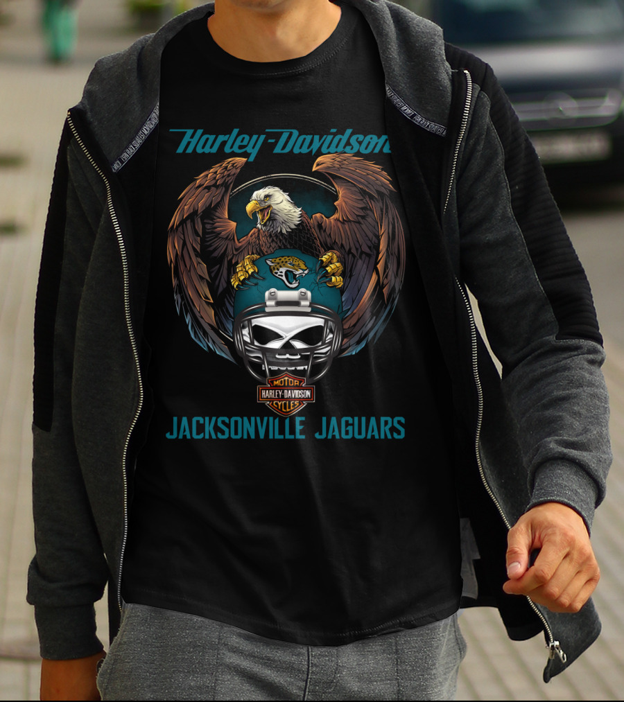 Harley Davidson Jacksonville Jaguars Nfl Motorcycle Eagle Helmet T-Shirt