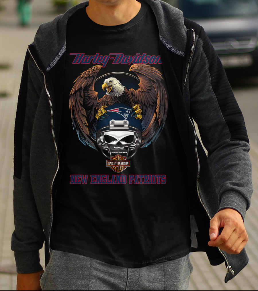 Harley Davidson New England Patriots Eagle Helmet Nep T-Shirt
