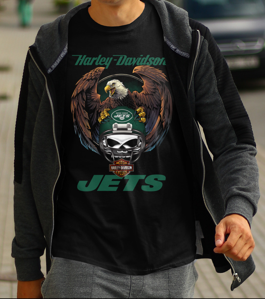 Harley Davidson New York Jets Eagle Helmet Nyj T-Shirt